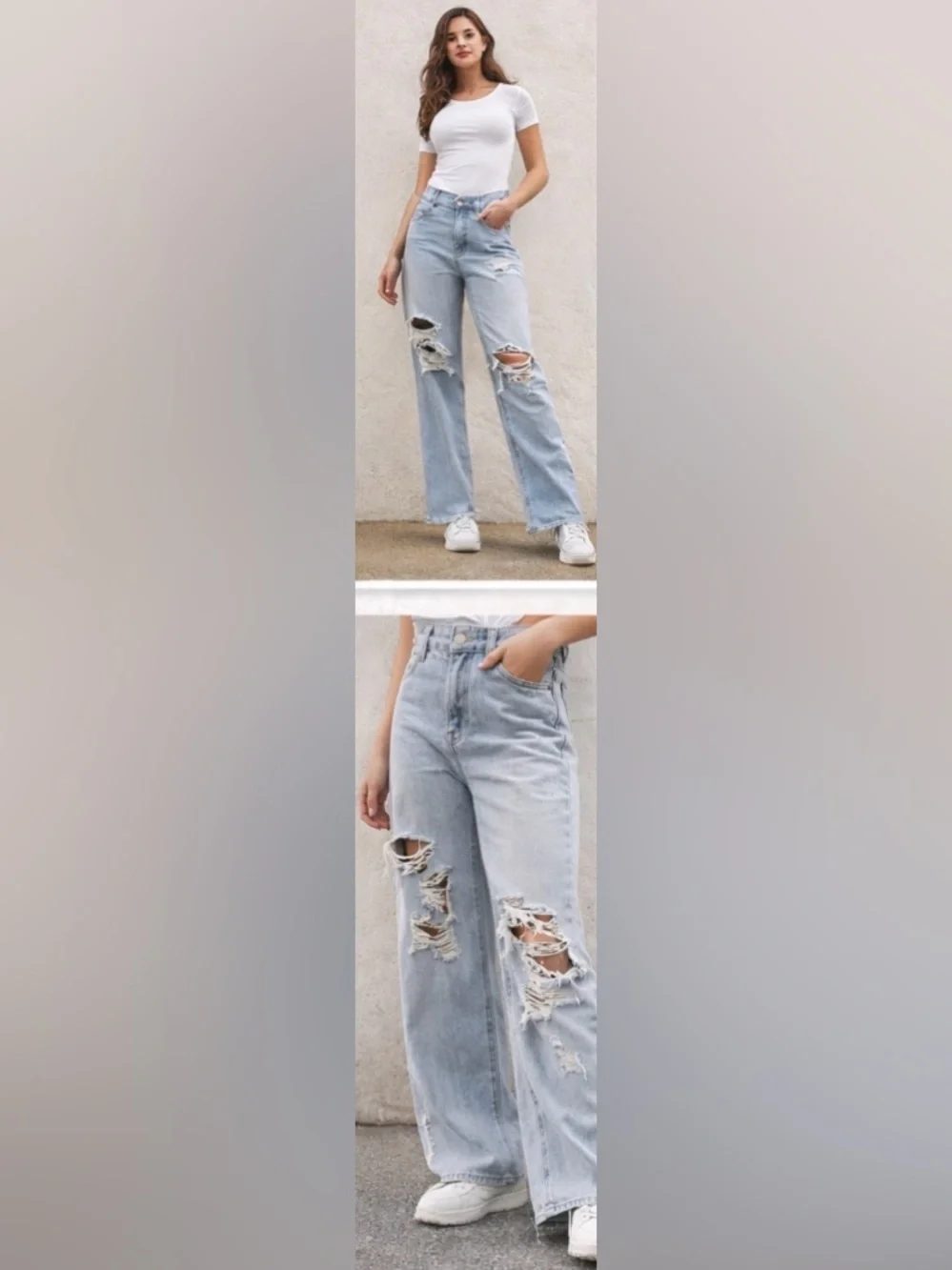 Madden NYC Light Wash Distressed Wide Leg Jeans Size 5 - Picture 13 of 16